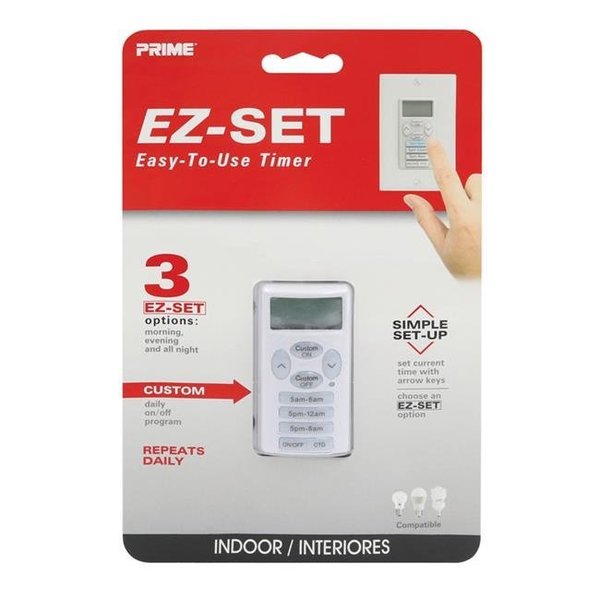 Prime Wire & Cable Prime Wire & Cable 3001322 EZ-Set Indoor Digital in Wall Timer; White 3001322